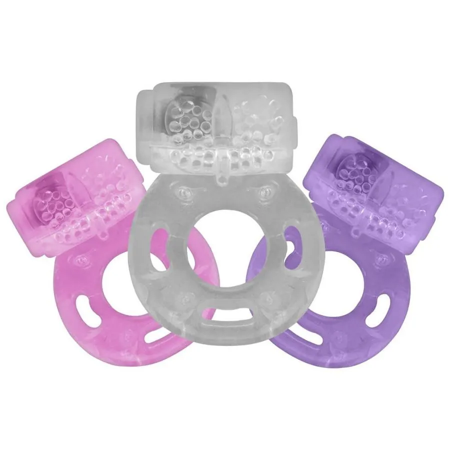 Cock Ring with Vibrator and Clitoral Stimulator 1 unit - Assorted Colors
